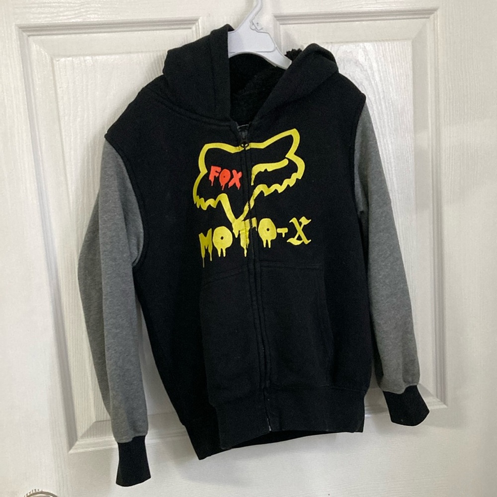 Fox Moto-X Kids Hoodie - Black and Gray